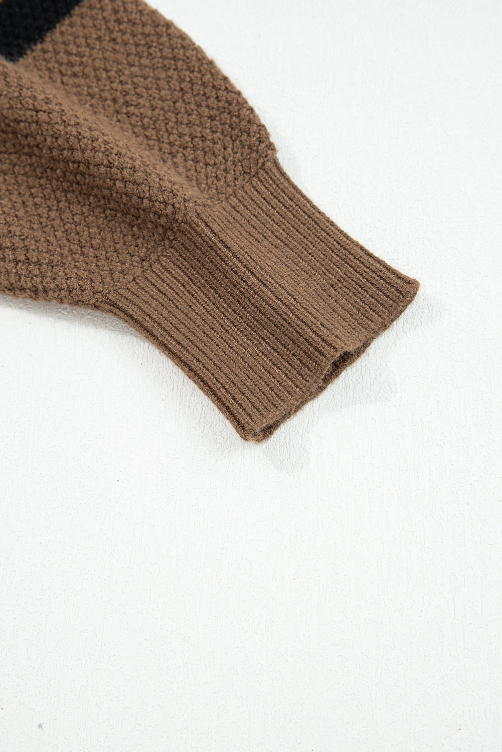 Colour Block Knit Striped Sleeve Detail Casual Sweater eAura