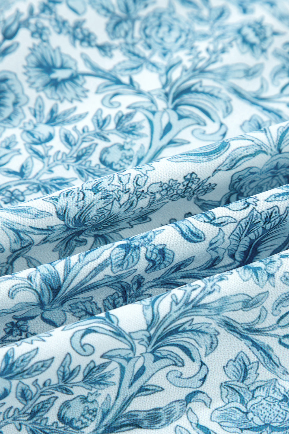Sky Blue All Over Floral Puff Sleeve Shirt - eAura