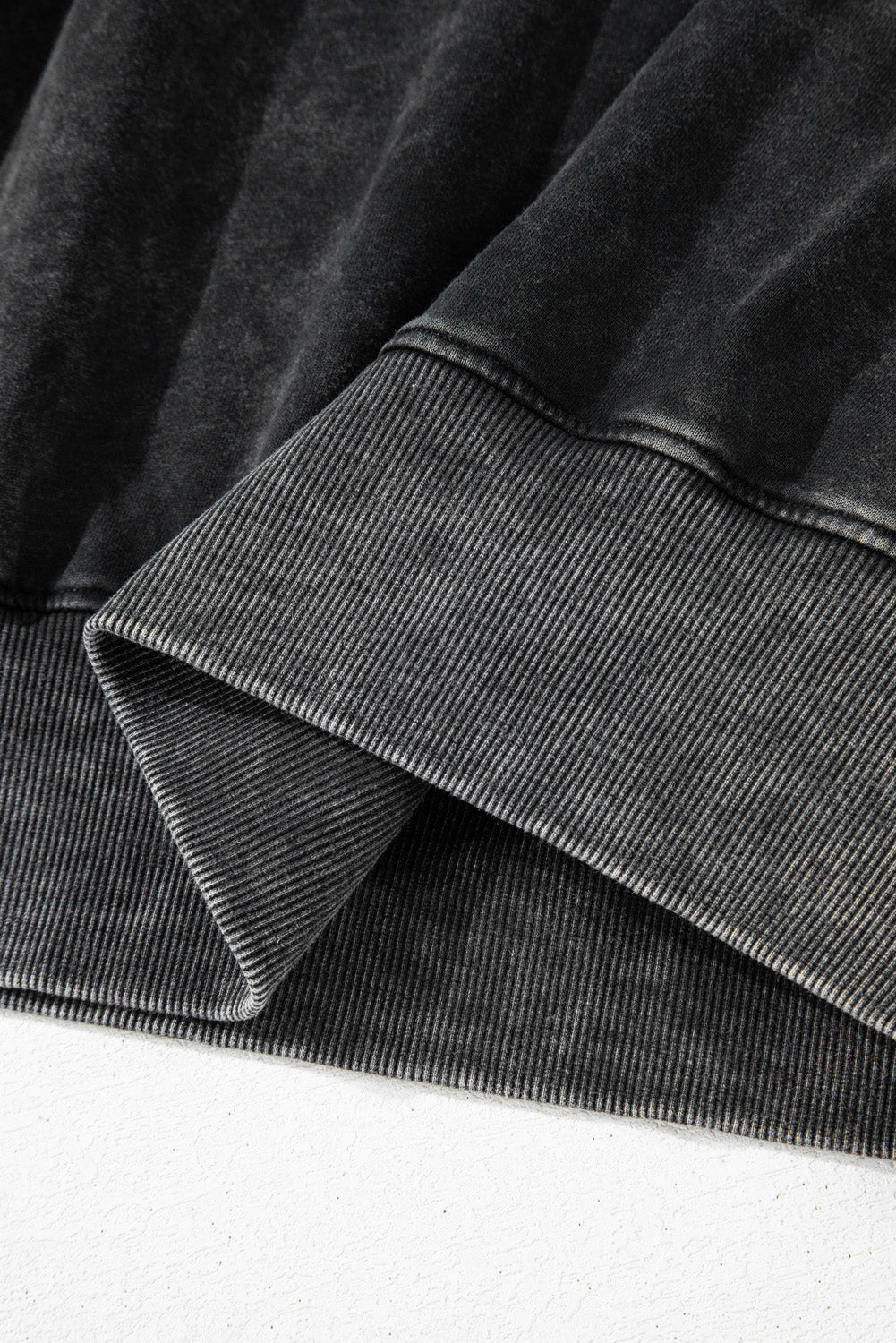 Black Solid Snap Buttons Collared Balloon Sleeve Oversized Sweatshirt eAura