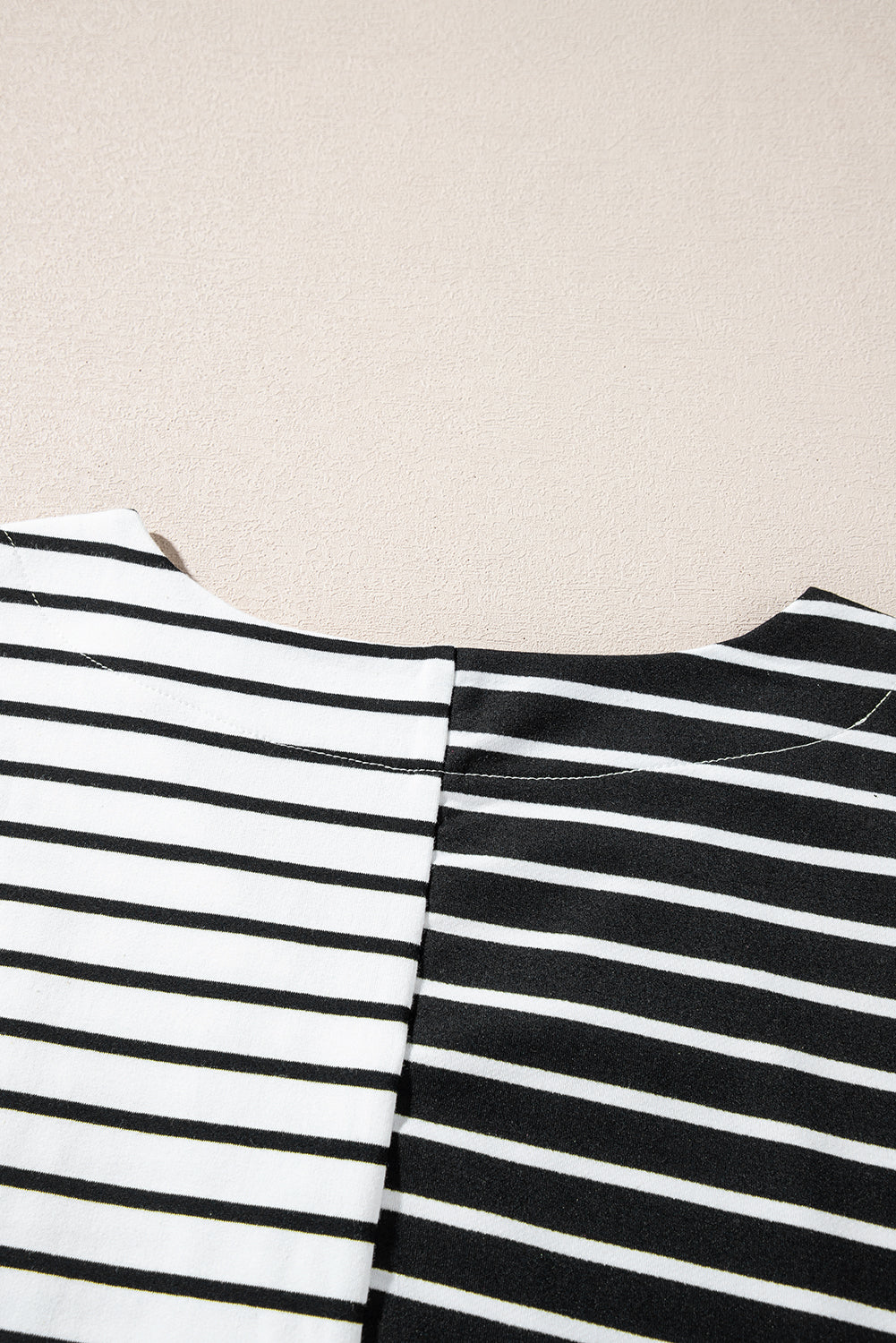 Black Stripe Two Tone Colorblock V Neck T Shirt BB Fashion Outlet