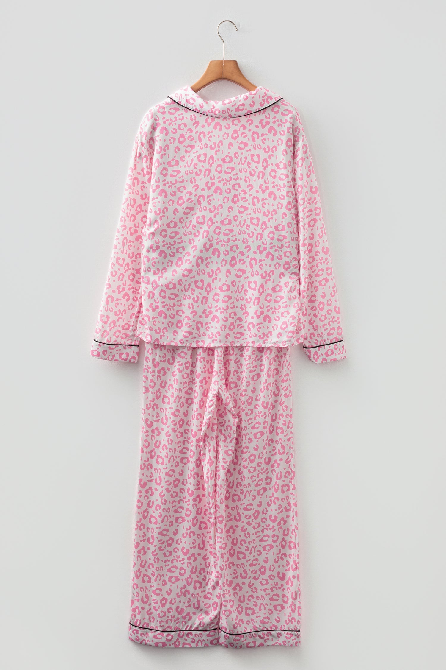 Pink Leopard Print Long Sleeve Pyjama Set - Loungewear & Sleepwear/Loungewear