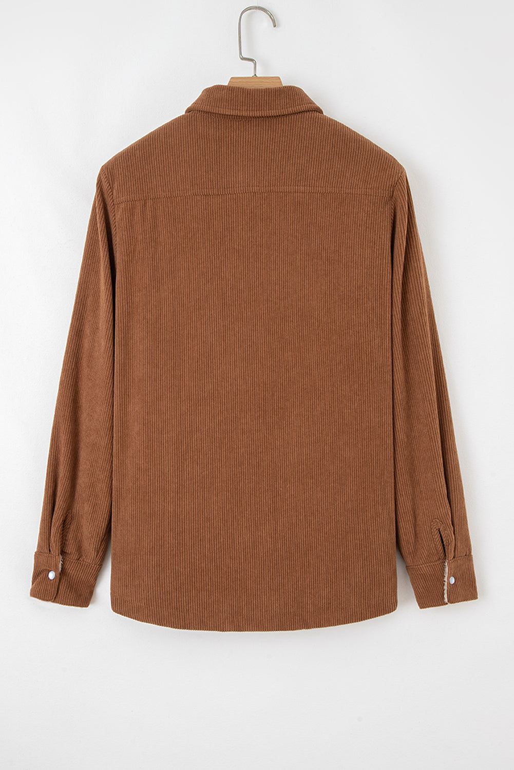 Cinnamon Fleece Lined Buttoned Flap Pockets Corduroy Jacket eAura