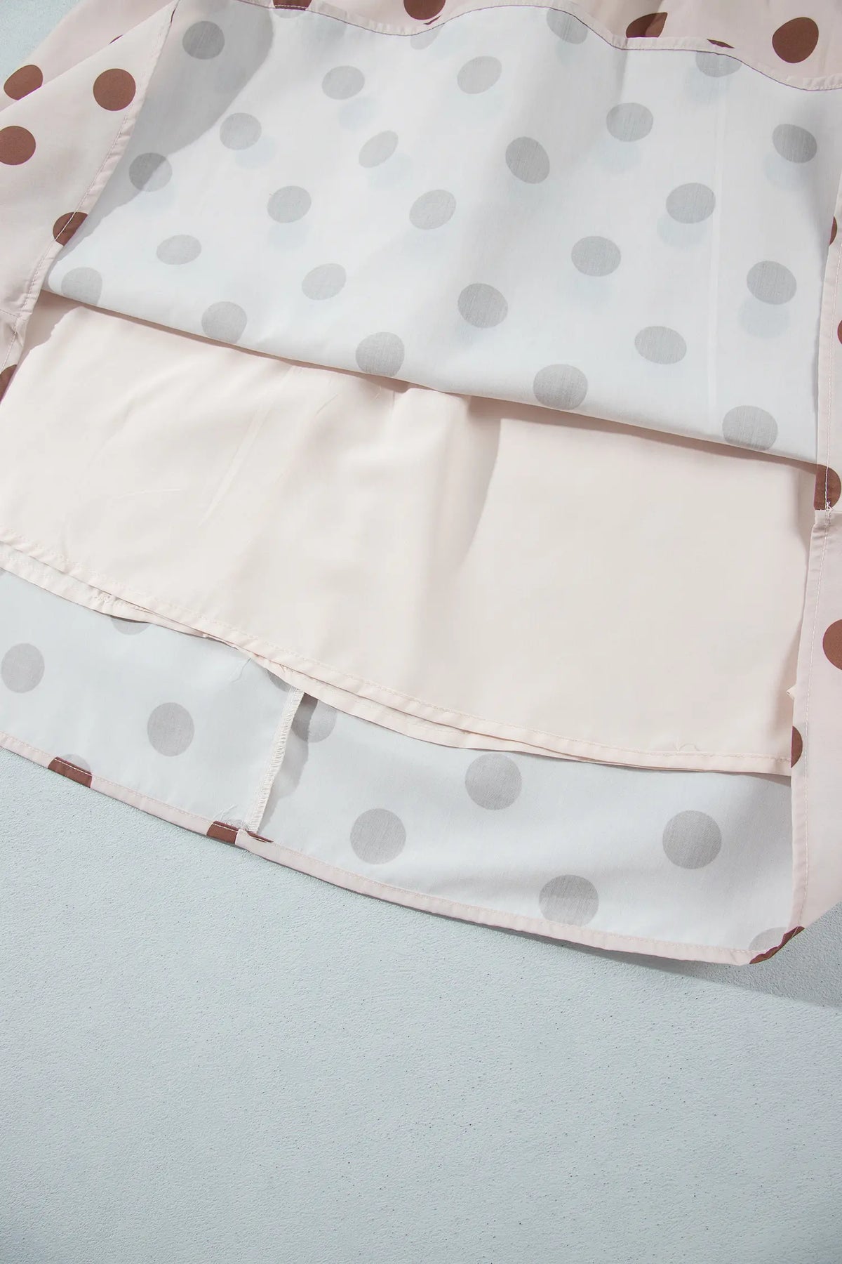 Polka Dot Midi Long Sleeve Dress – Beige