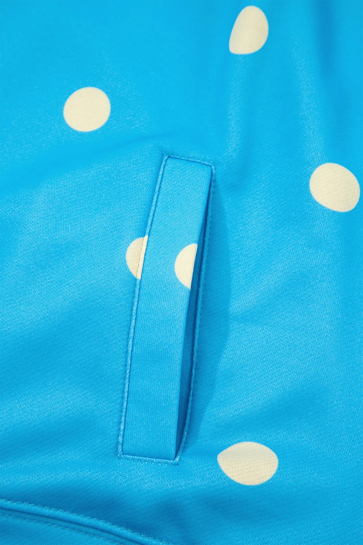 Polka Dot Hooded Drawstring Long Sleeve Plus Size Set – Blue