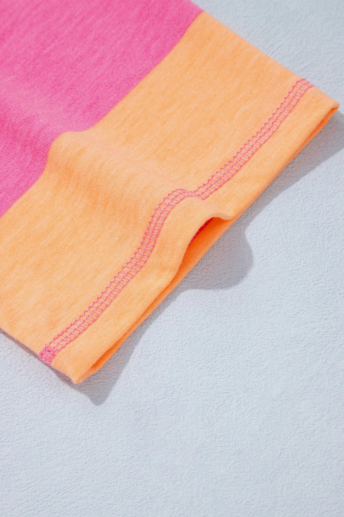 Colourblock Half Sleeve Top Casual Loose Pants 2pcs Set – Orange Stripe