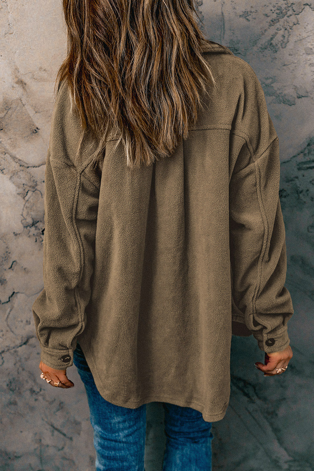 Turn Down Collar Buttoned Shirt Jacket eAura