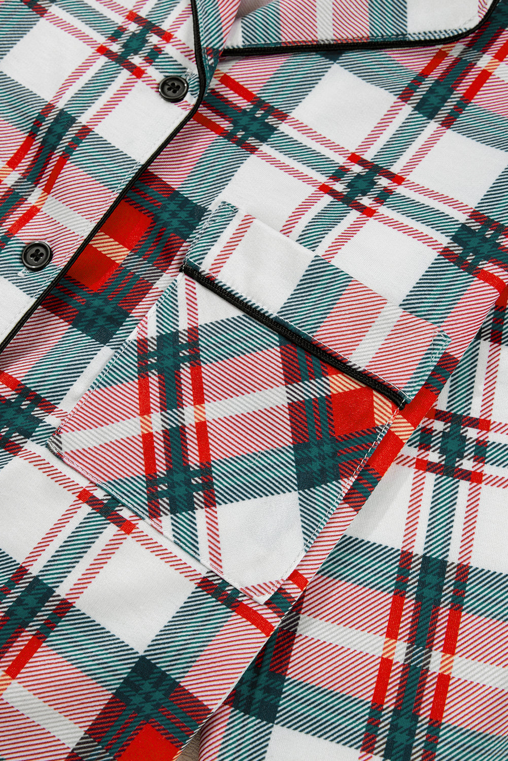 Red Christmas Plaid Print Two Piece Long-Sleeve Pyjama Set eAura