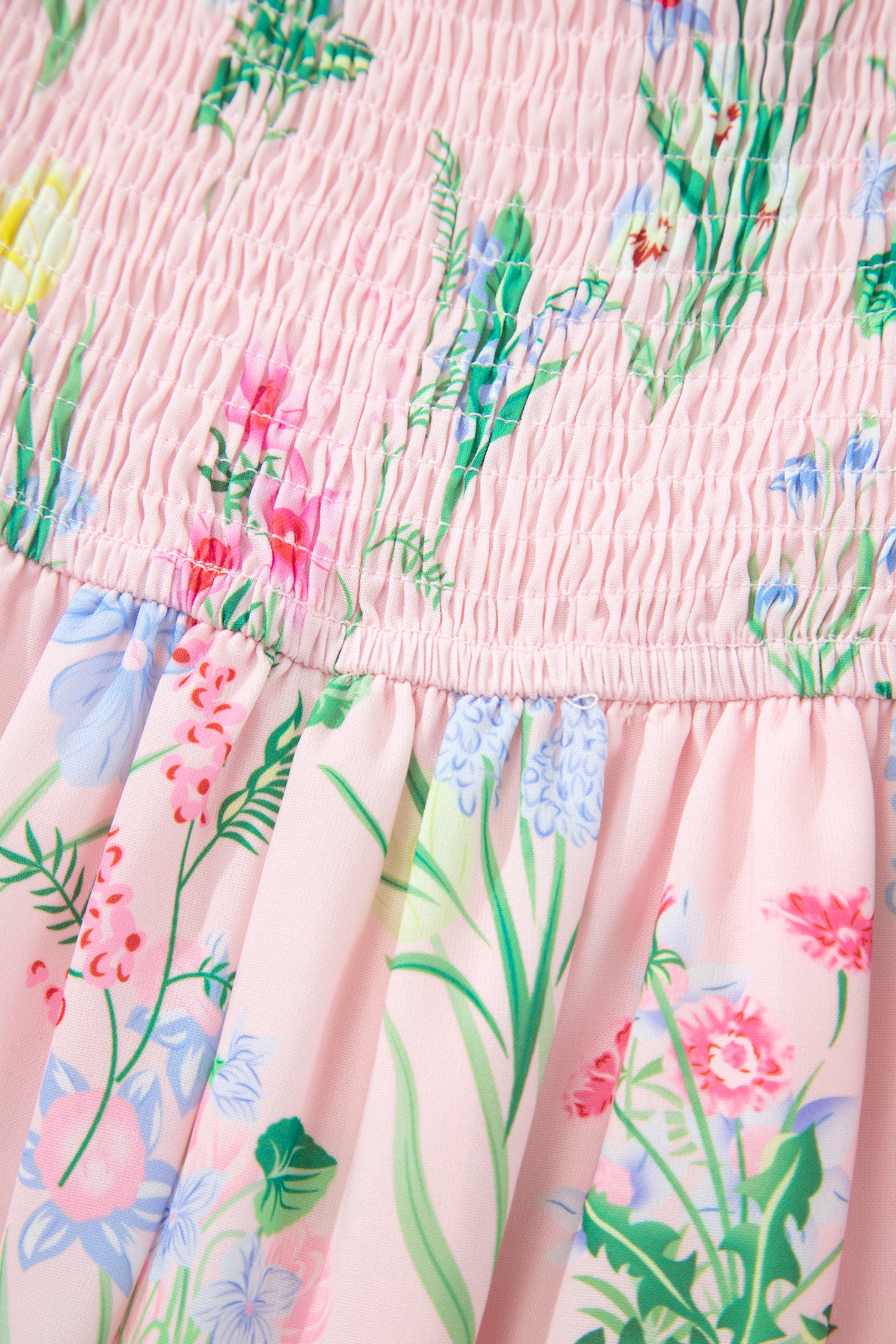 Floral Print Contrast Trim Self-Tie Straps Midi Dress