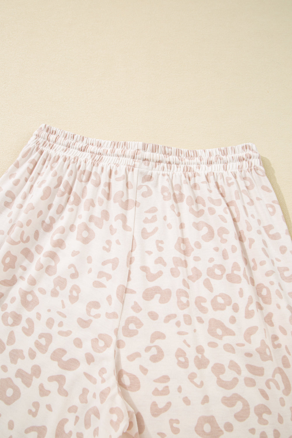 Beige Cheetah V Neck Tee and Trousers Pyjamas eAura