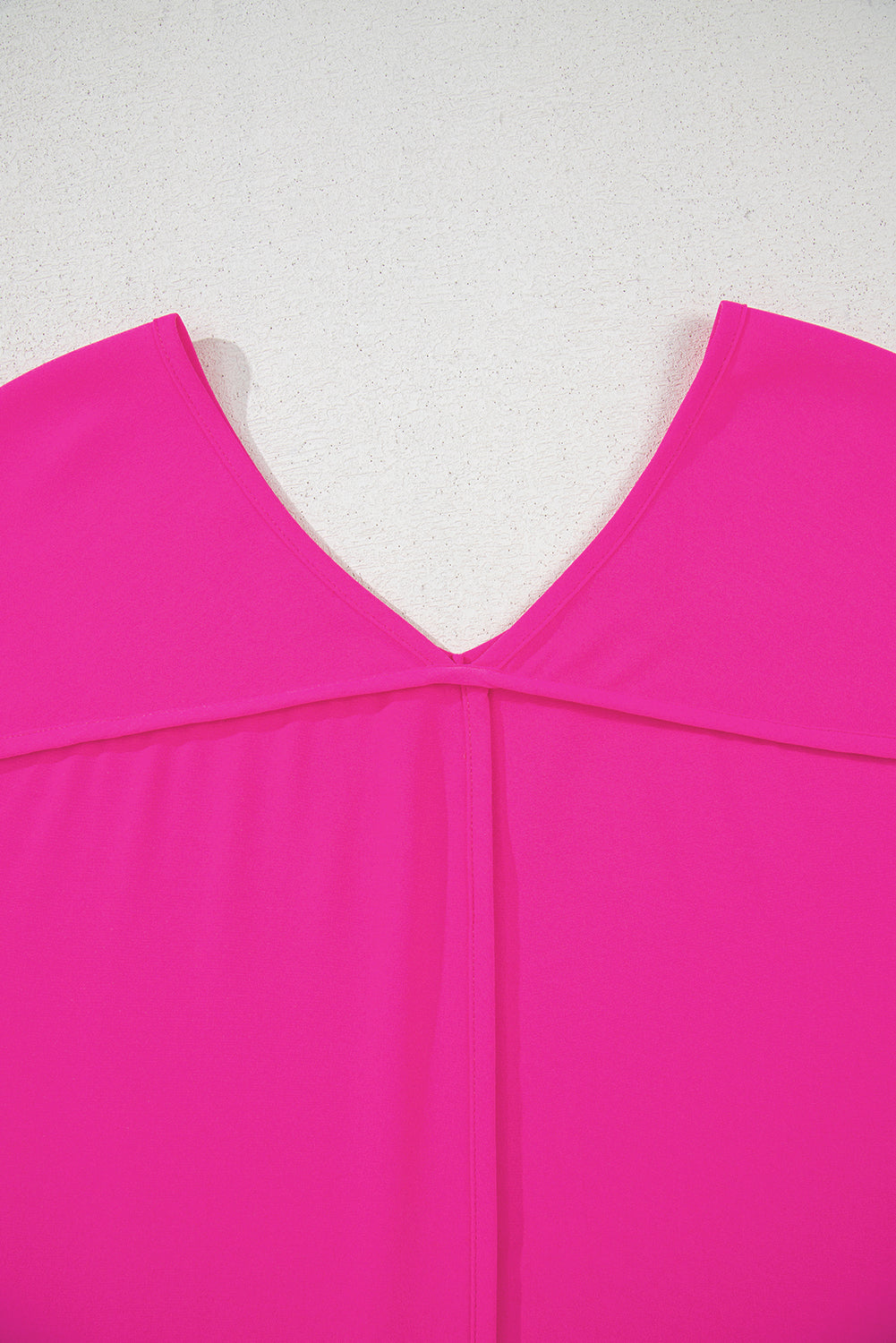 Bright Pink Seamed Back High Low Hem V Neck Cuffed Sleeve Plus Size Tee BB Fashion Outlet