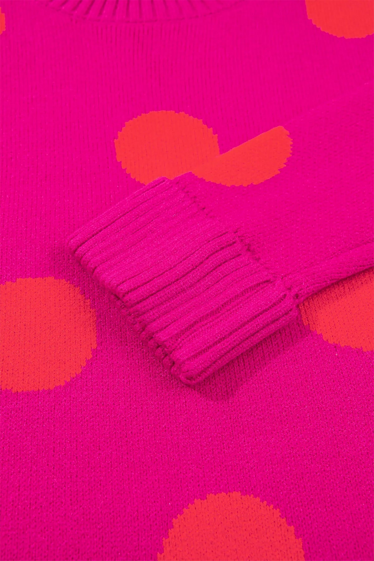 Playful Cozy Polka Dot Sweater – Strawberry Pink