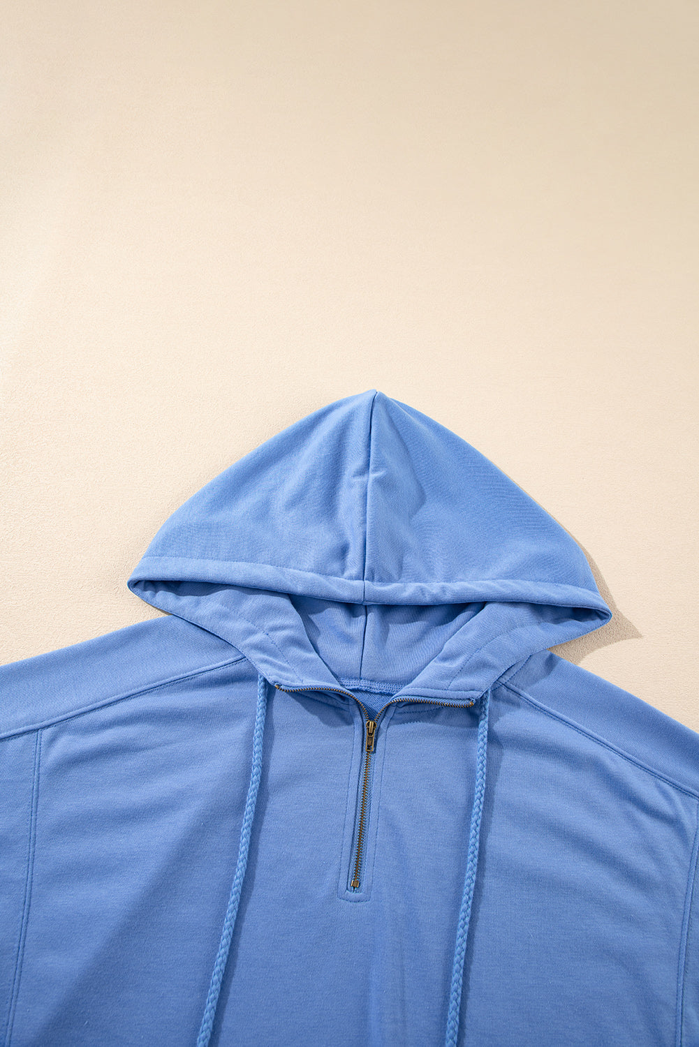 Sky Blue Casual Zipped Short Sleeve Hoodie and Shorts Set eAura