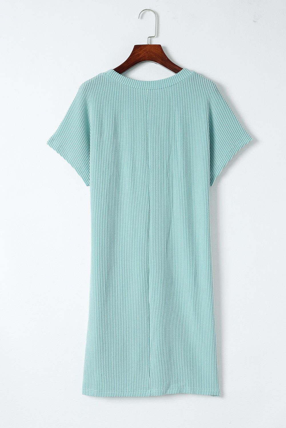 Blue Striped Ribbed Knit T-shirt Shift Dress eAura