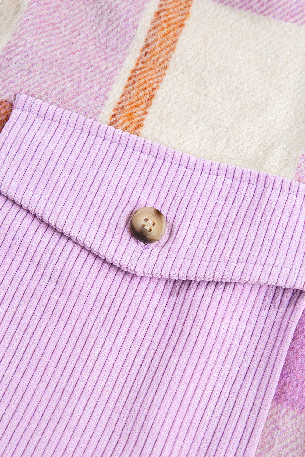 Purple Corduroy Pockets Brushed Checkered Shacket Beagle Boutique Fashion Outlet