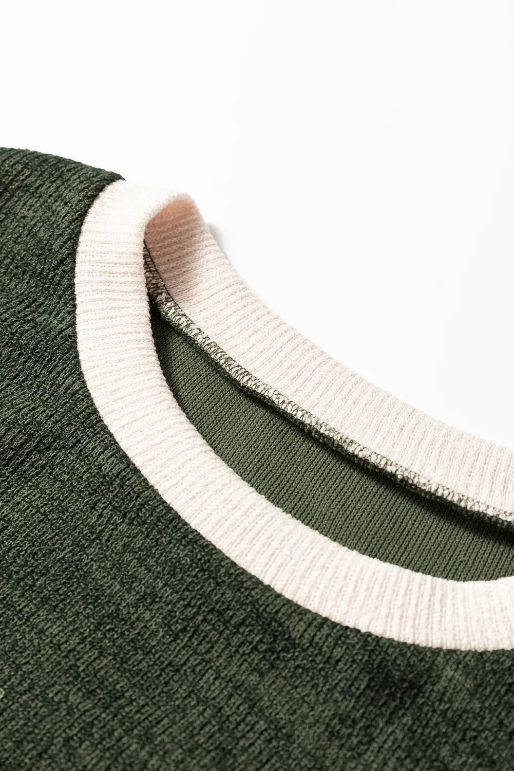 Contrast Colour Trim Knit Drop Shoulder Top