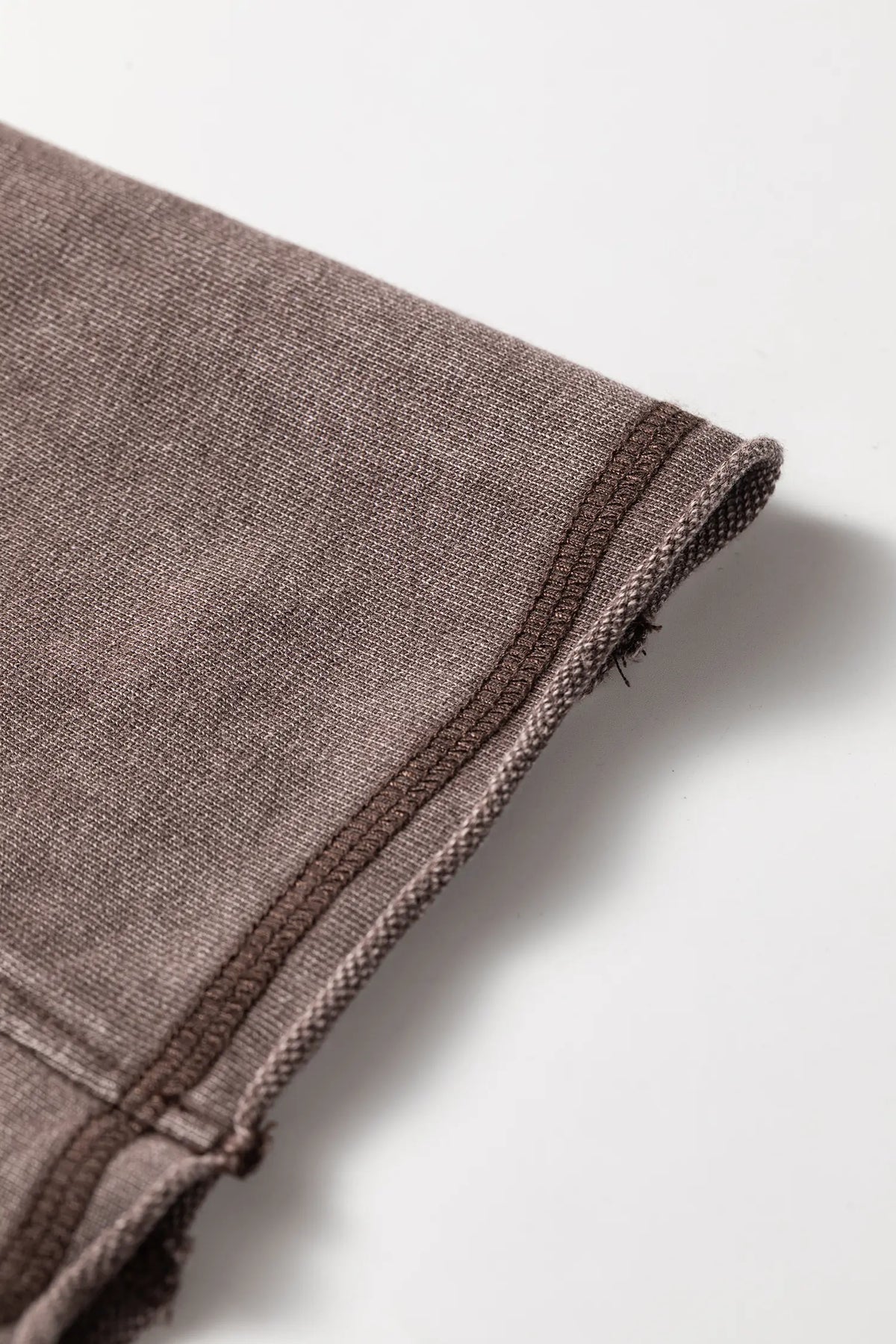 3/4 Sleeve Mineral Wash Loose Cotton Top – Dark Brown