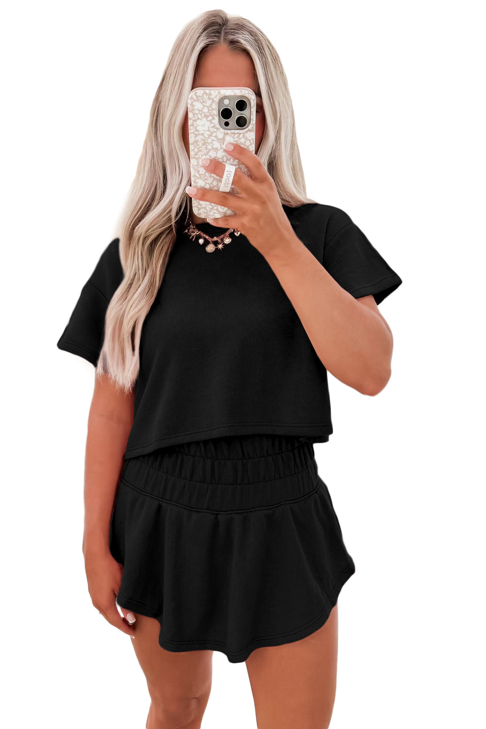 Cropped Tee and Ruffle High Waist Skort Co-oord eAura