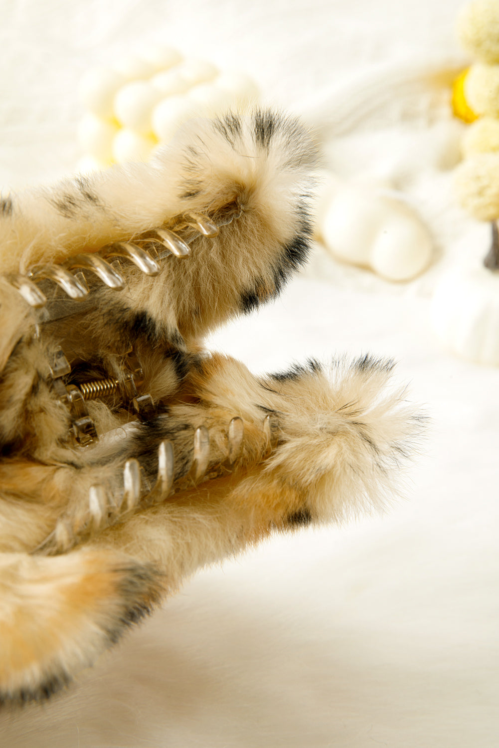 Leopard Fluffy Plush Hair Claw Clip