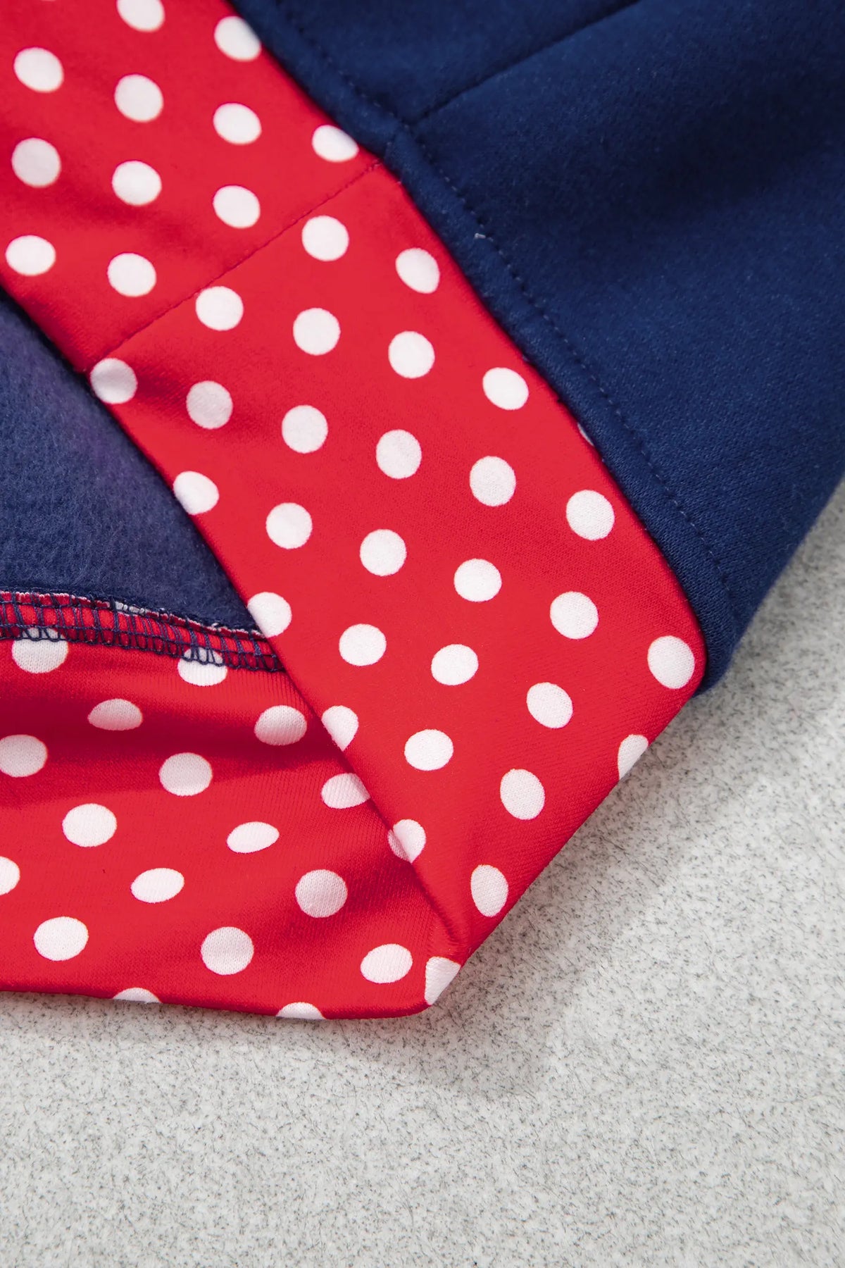 Polka Dot Patchwork Round Neck Plus Size Sweatshirt – Racing Red