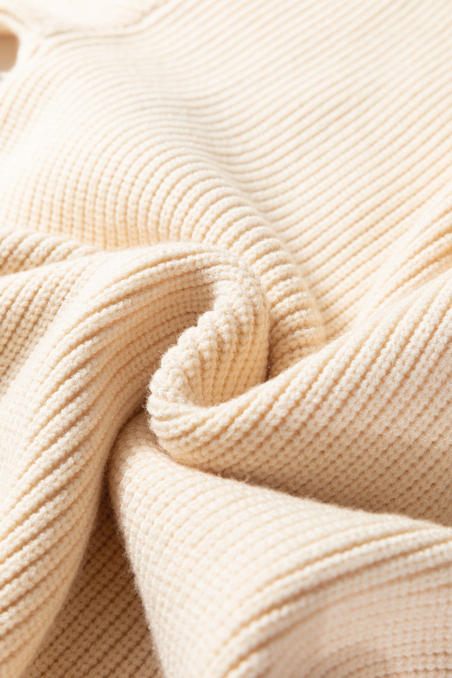 Rib Knit Ribbon Knot Backless Drop Shoulder Sweater - eAura