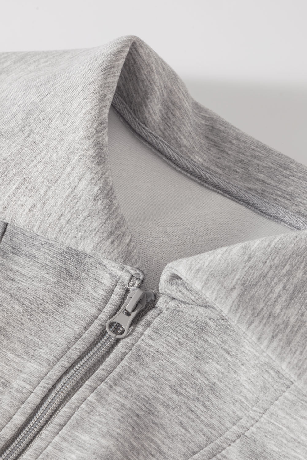 Solid Zip Sailor Collar Pullover Athleisure Sweatpants 2pcs Set – Light Grey