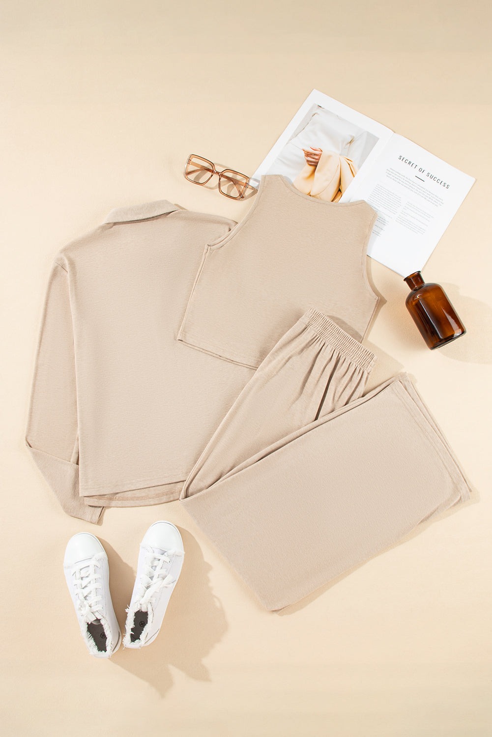 Oatmeal 3-Piece Cozy Knit Pyjama Set eAura