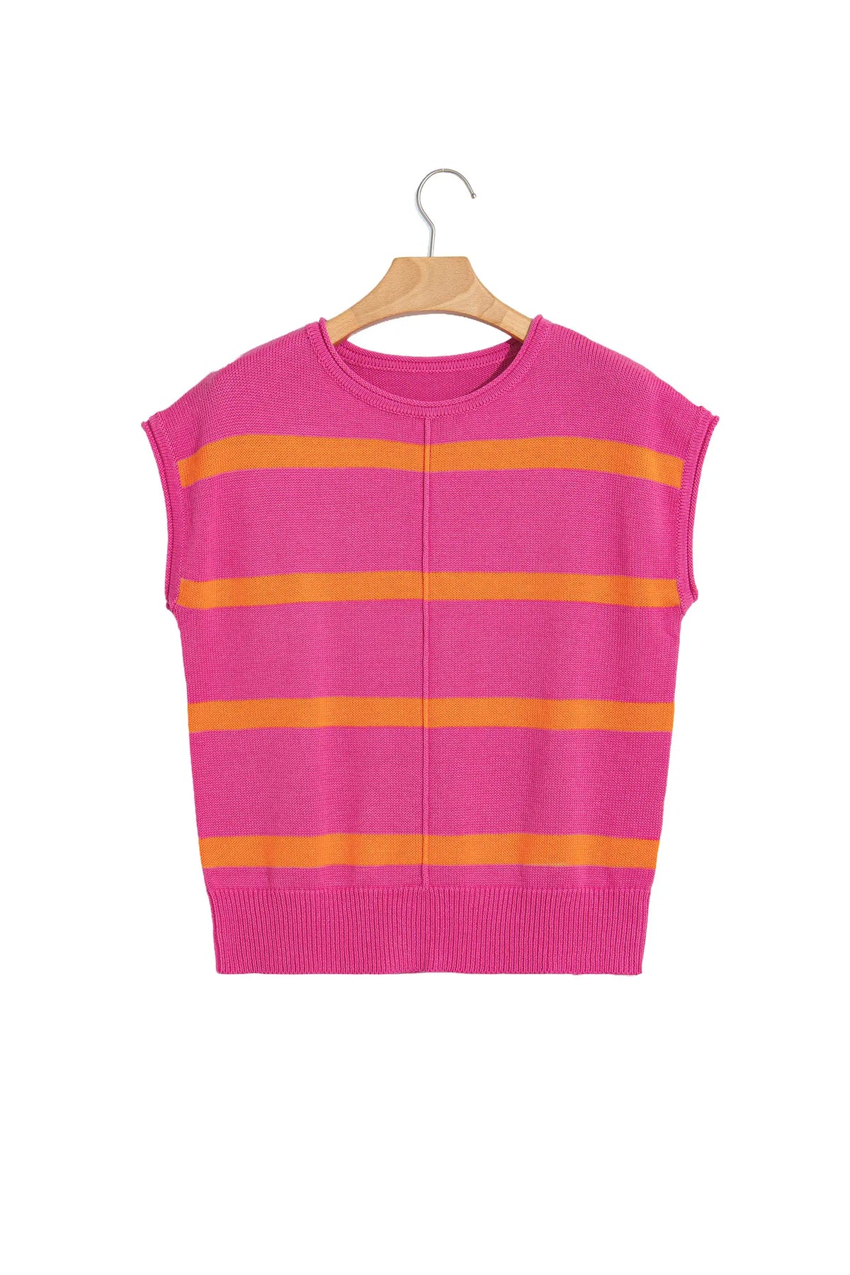 Knit Western Short Sleeve Sweater – Brown Stripe