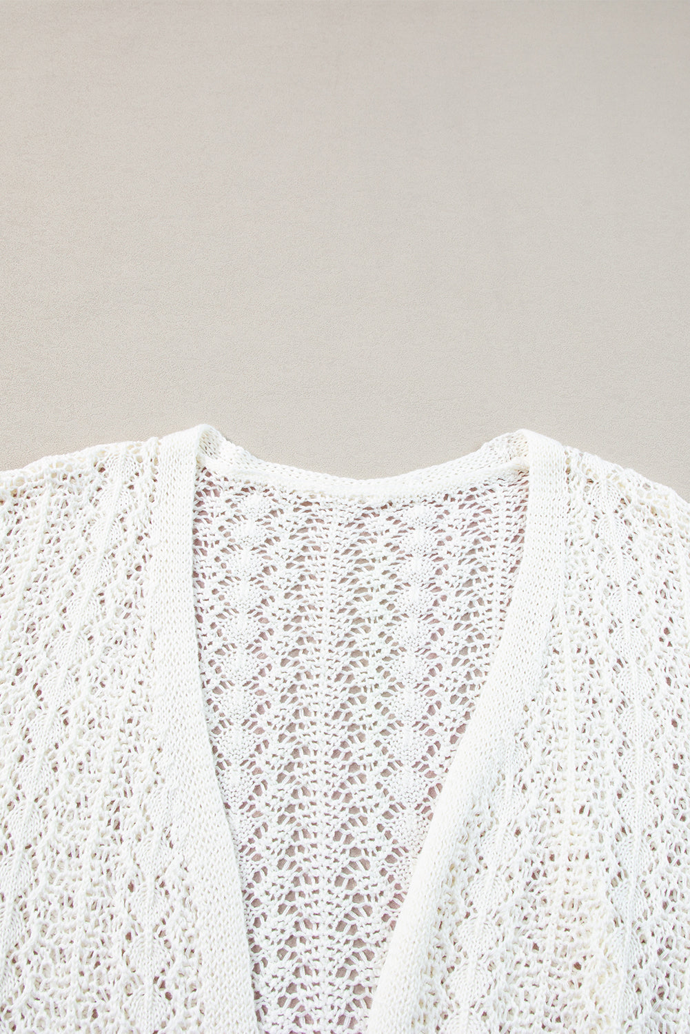 White Stylish Hollow Out Knit Drop Shoulder Cardigan BB Fashion Outlet