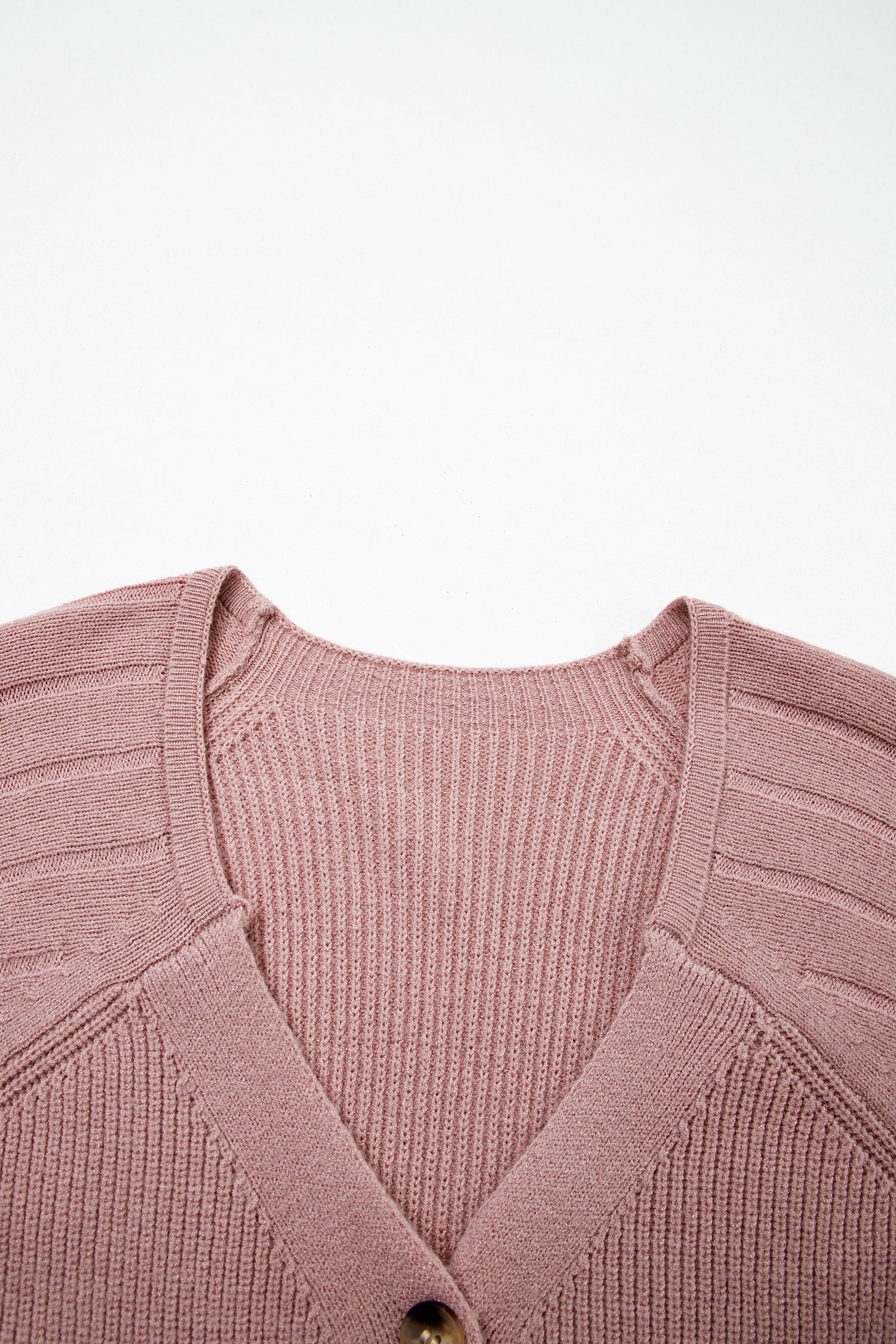 Mixed Texture Cardigan With Buttons - V-Neck