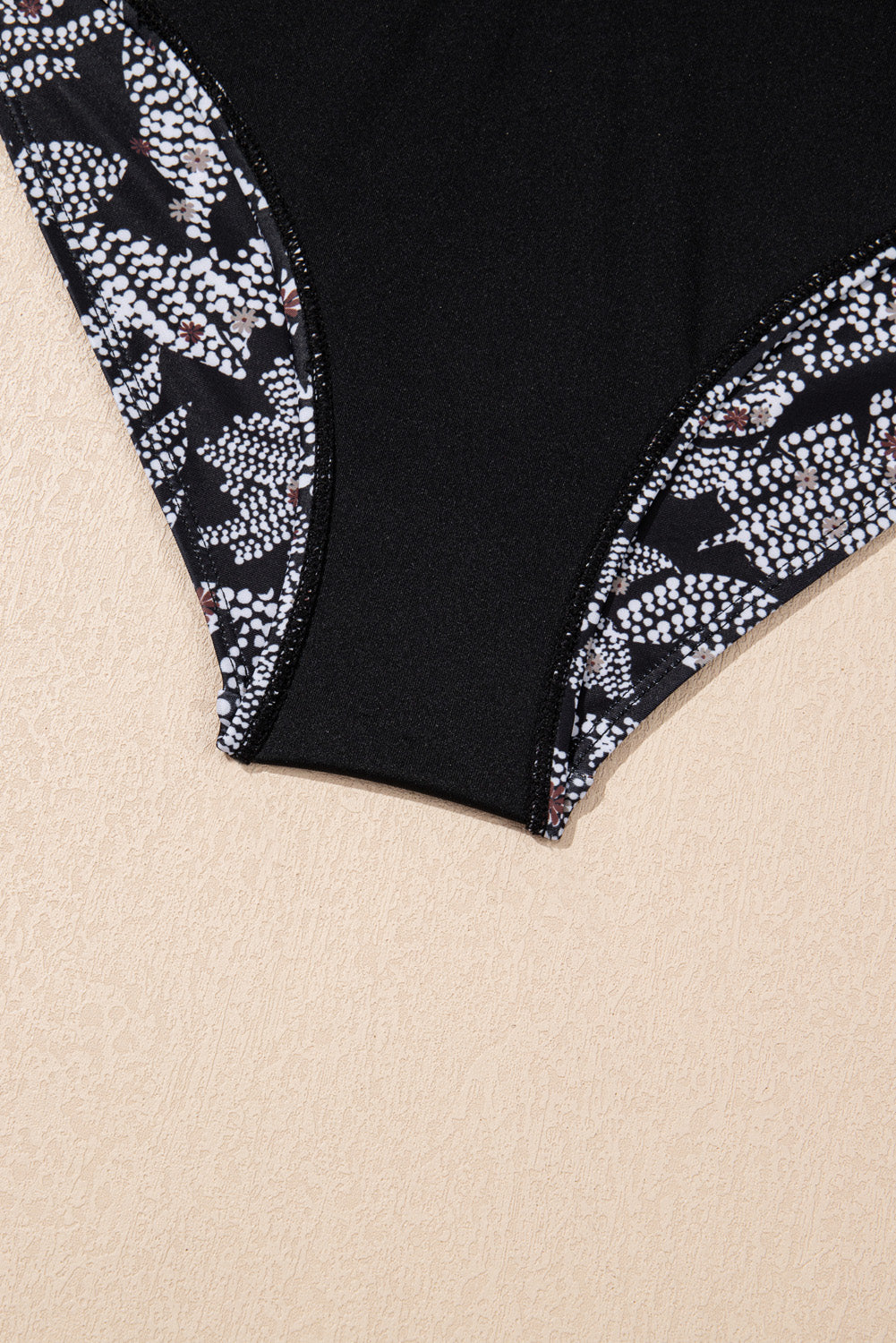 Black Abstract Printed Buckle Crossed Straps Skirted Tankini 2pcs Swimsuit eAura