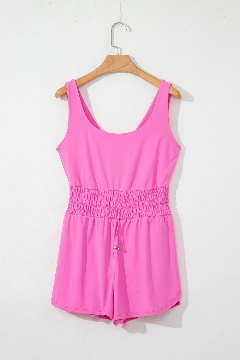Sachet Pink Plain Sleeveless Loop Drawstring Cinched Waist Romper BB Fashion Outlet