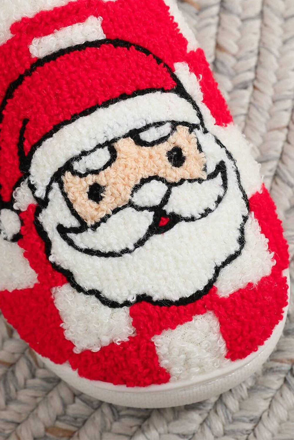 Checkered Santa Claus Graphic Plush Home Slippers - eAura