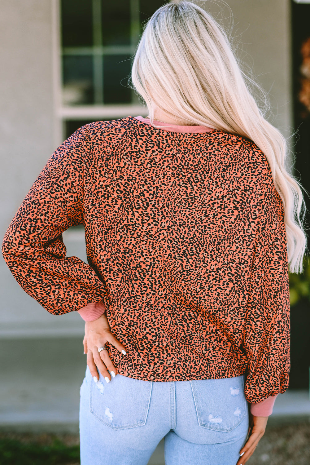 Vintage Leopard Bubble Sleeve Pullover Sweatshirt eAura