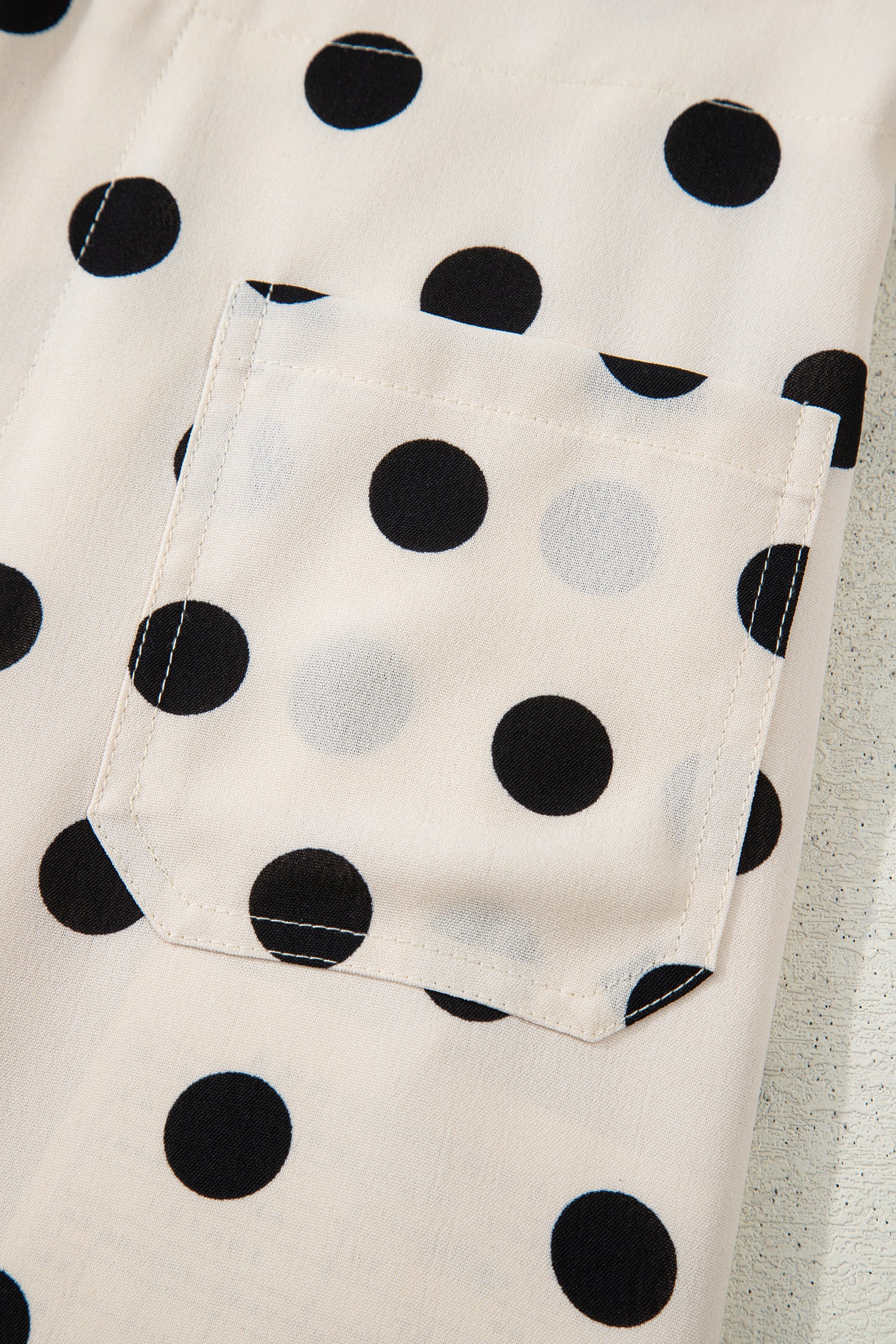 Sky Blue Polka Dot Print Patched Pocket Mid-rise Straight Leg Pants – Light Blue