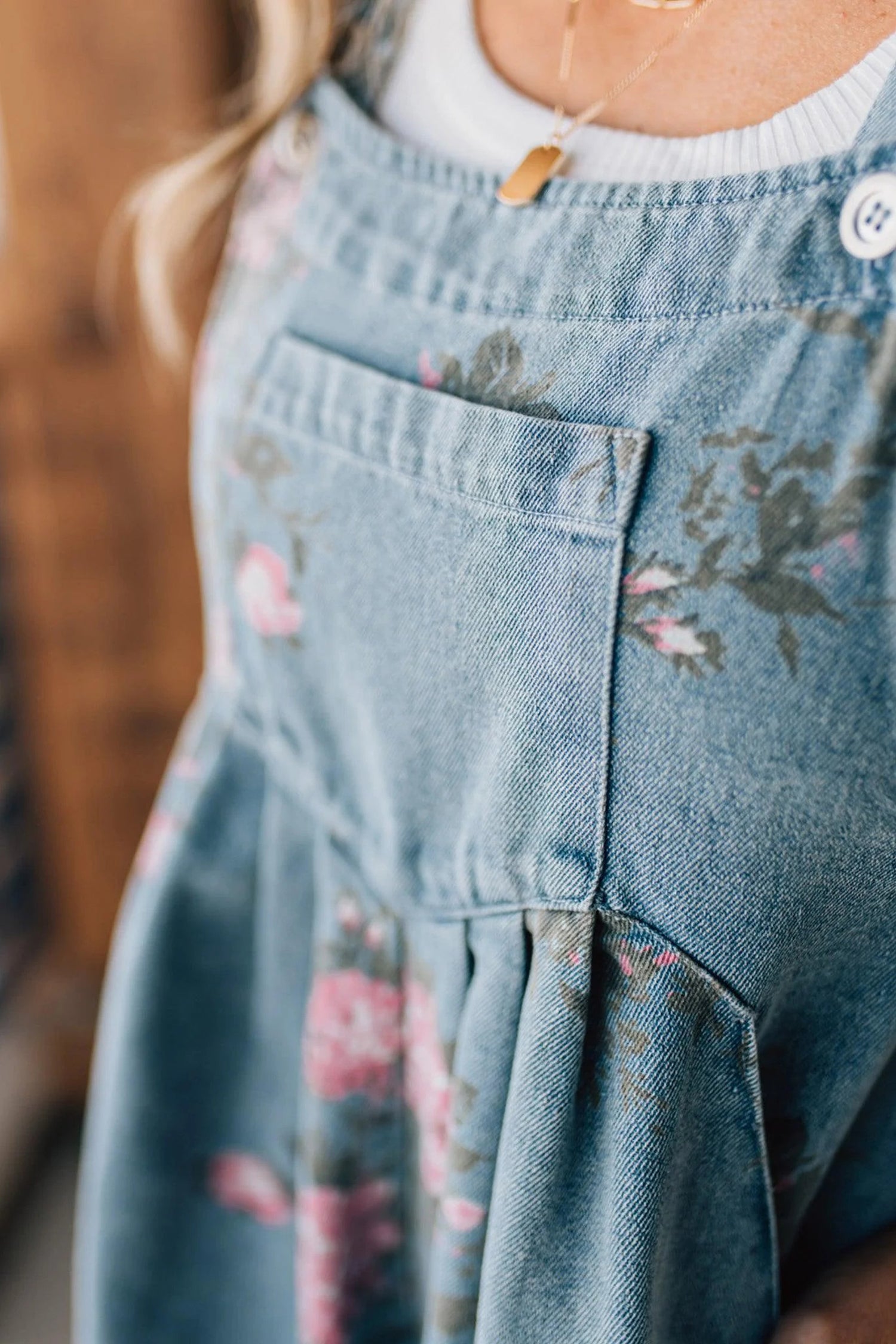 Floral Print Denim Short Dungarees