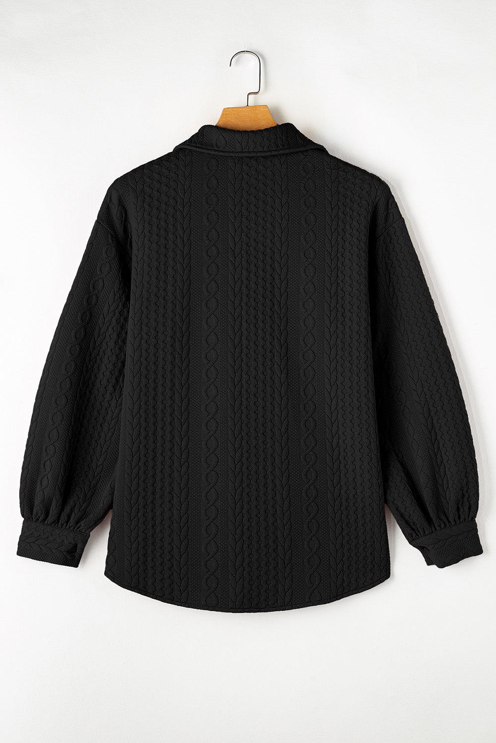 Textured Puff Sleeve Loose Shacket eAura