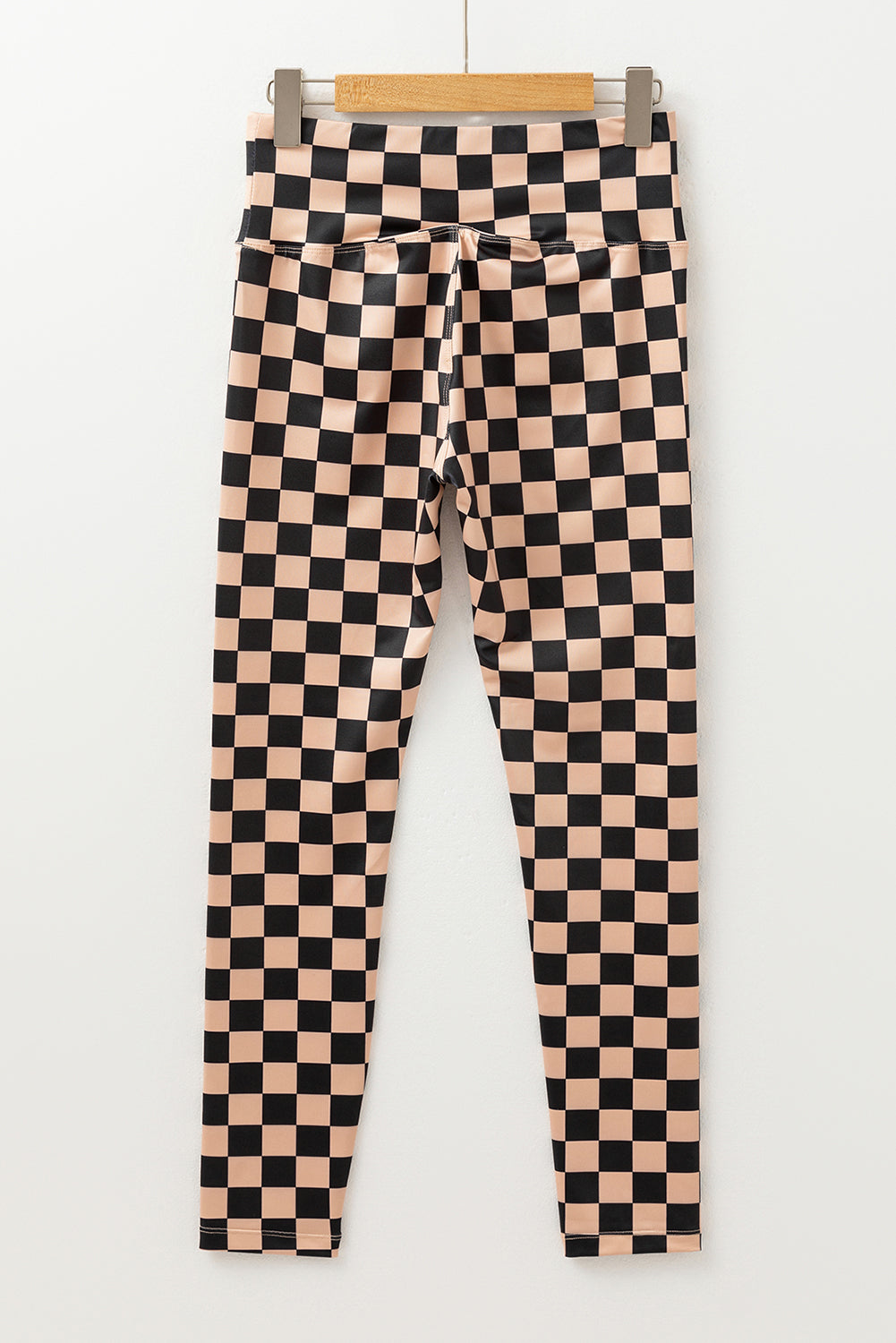 Khaki Checkered Pattern High Waist Skinny Leggings eAura