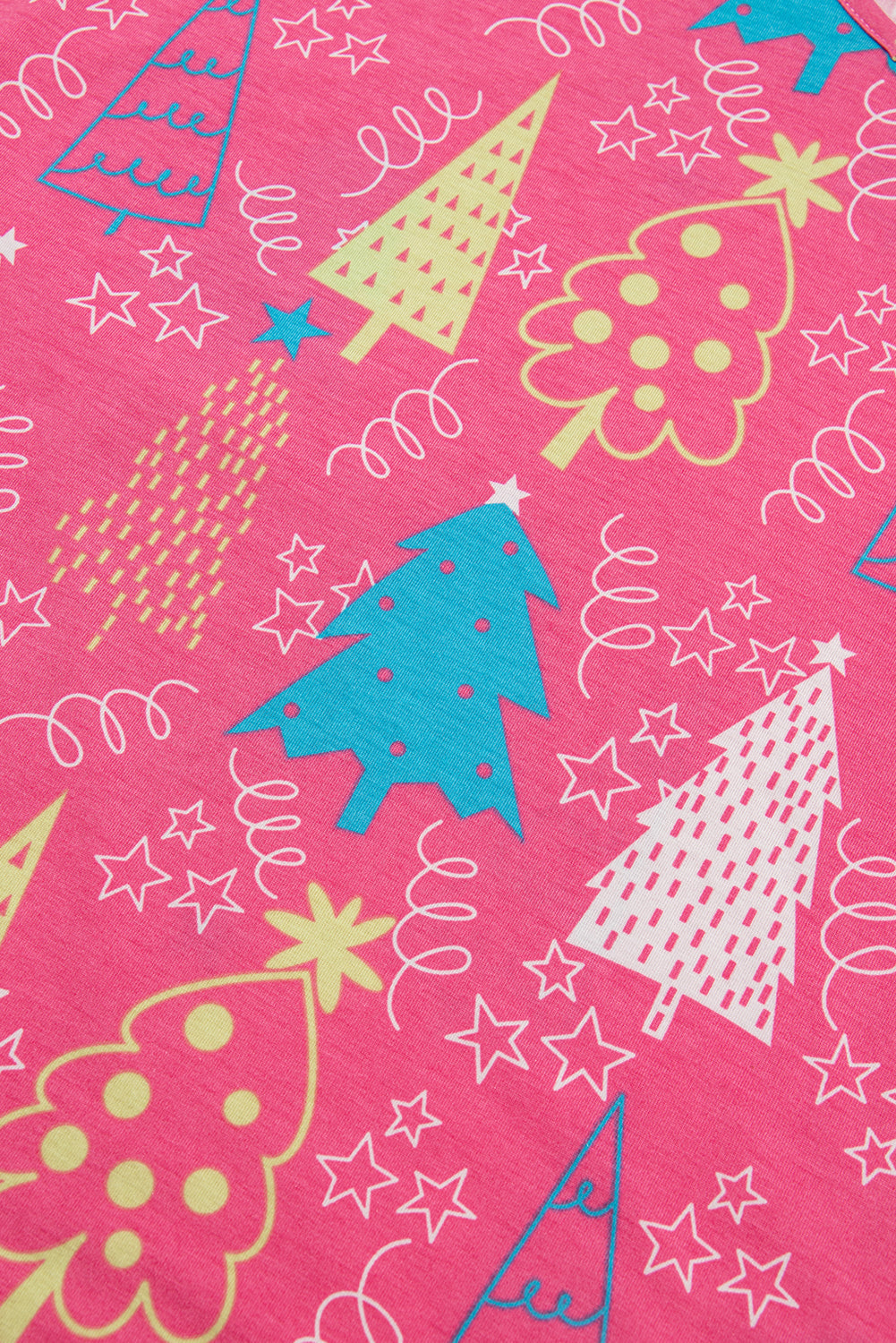 Christmas Tree Print Tee and Pants Pyjama Set - eAura