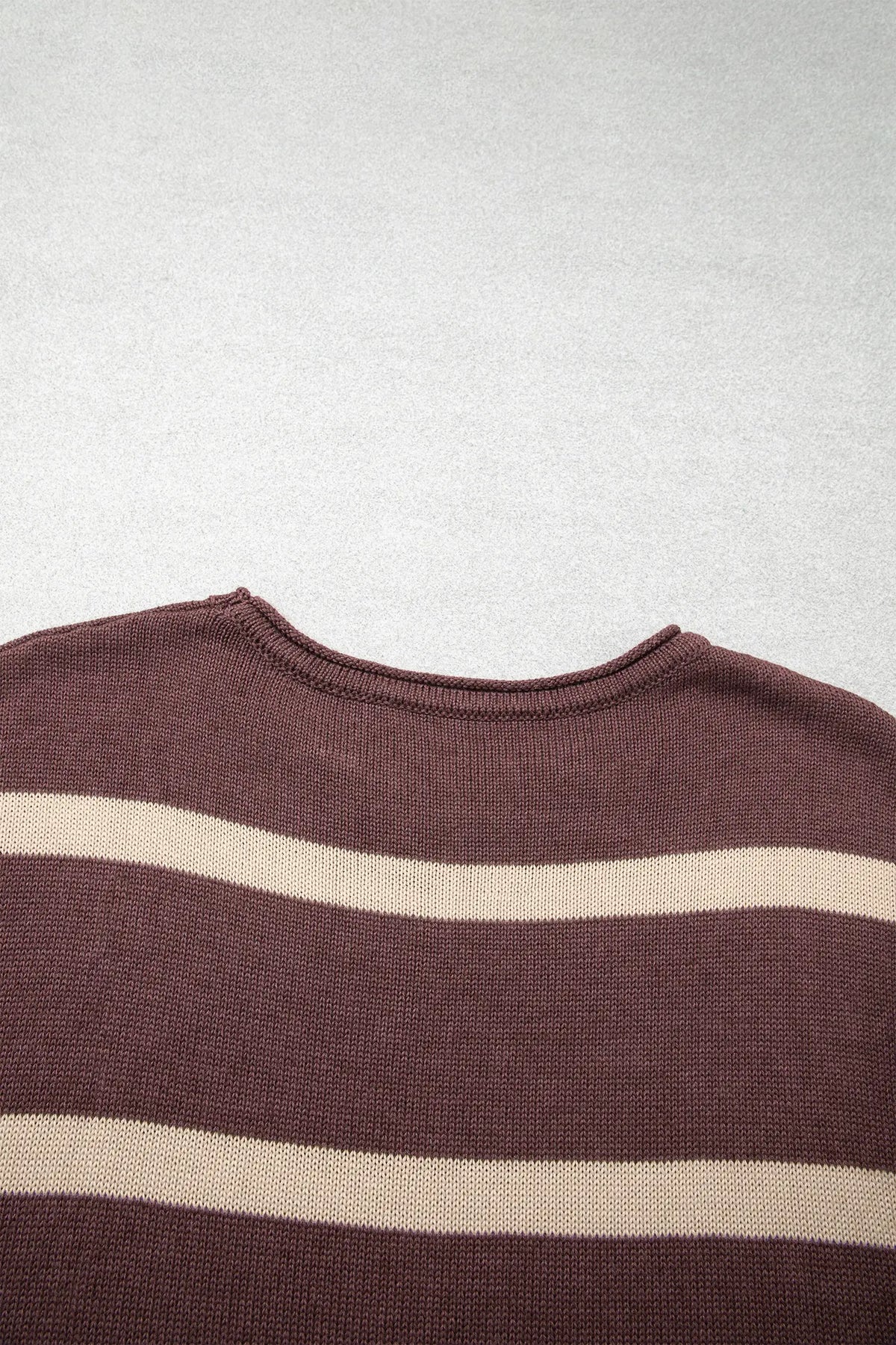 Knit Western Short Sleeve Sweater – Brown Stripe