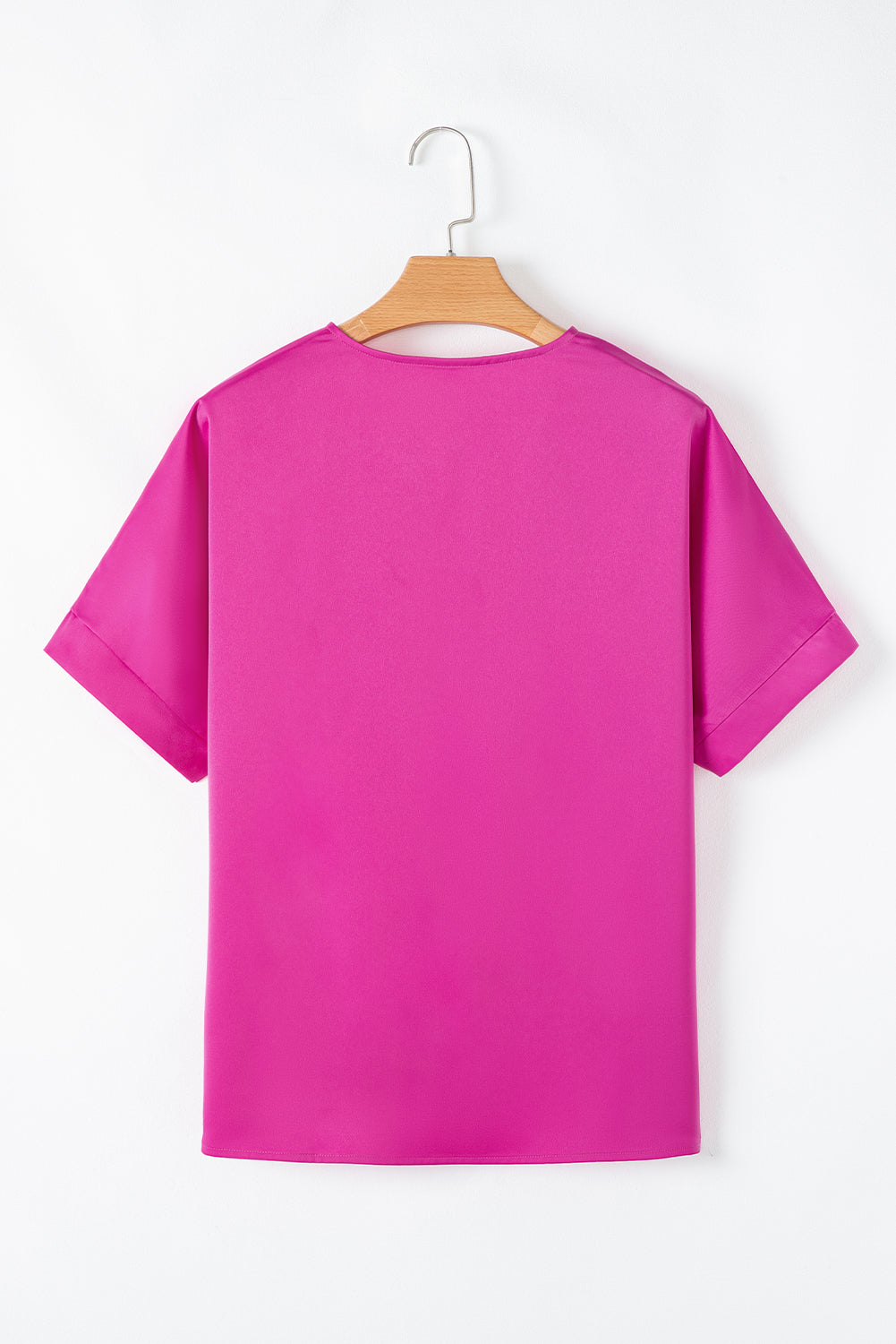 Bright Pink Silky V Neck Dolman Blouse eAura