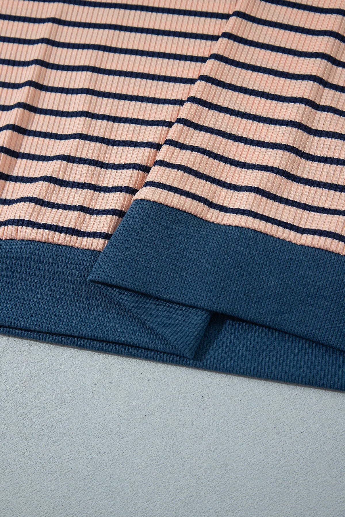Striped Colourblock V Neck Long Sleeve Plus Size Set – Pink Stripe