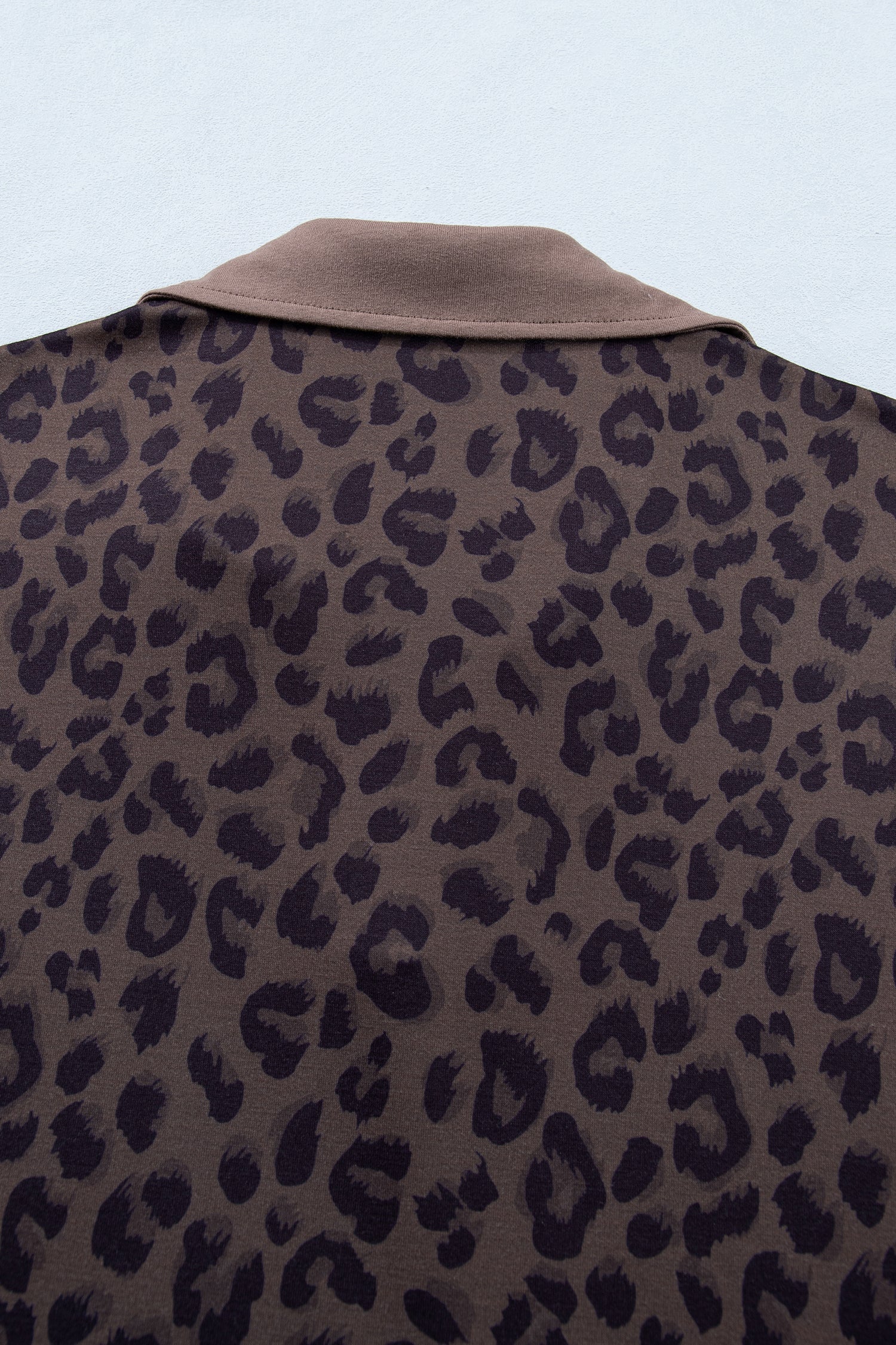 V Neck Collar Leopard Printed 2pcs Short Set – Khaki