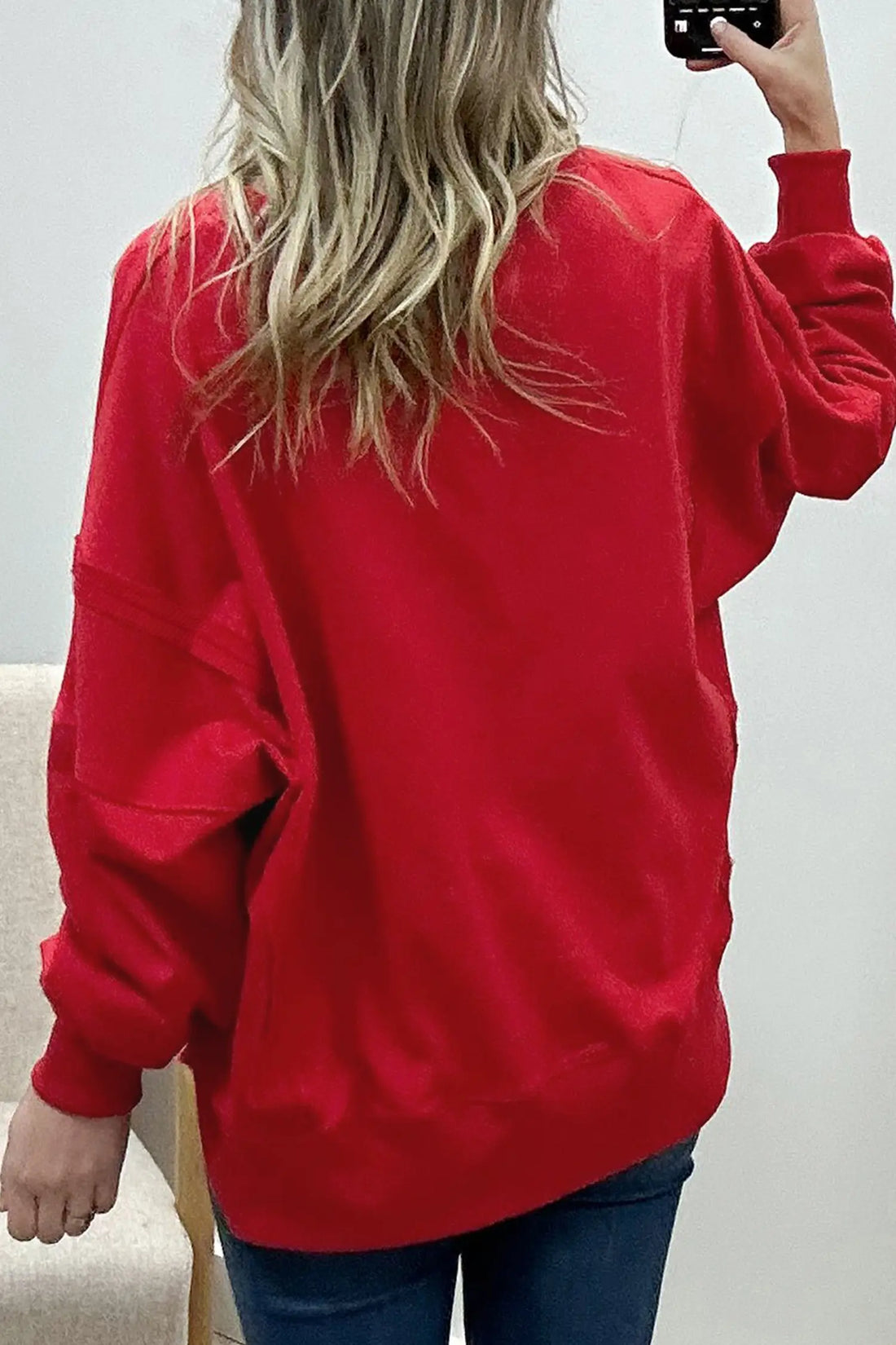 Holly Jolly Embroidered Graphic Baggy Sweatshirt