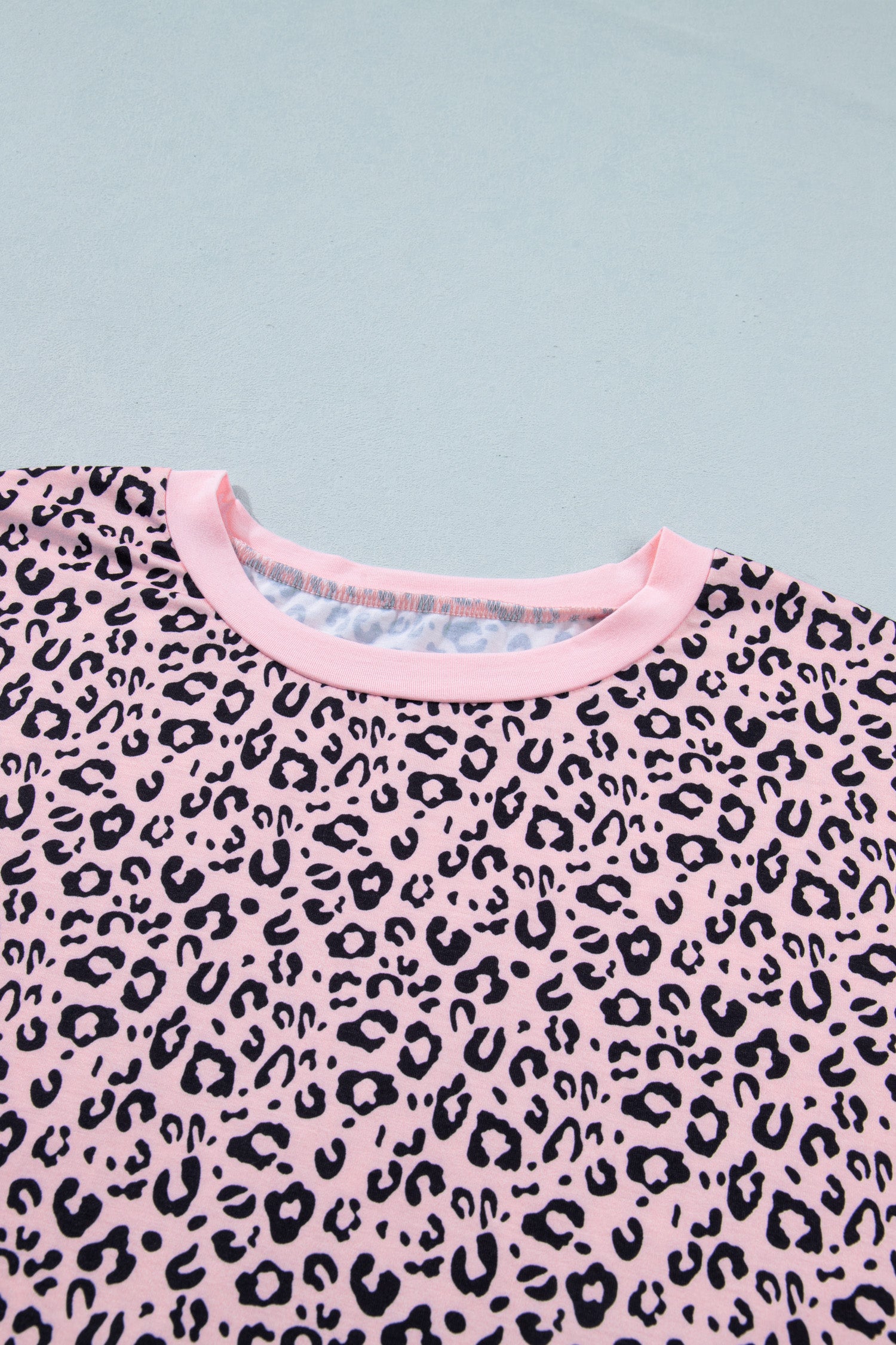Plus Size Leopard Striped Contrast Patchwork Tee – Pink