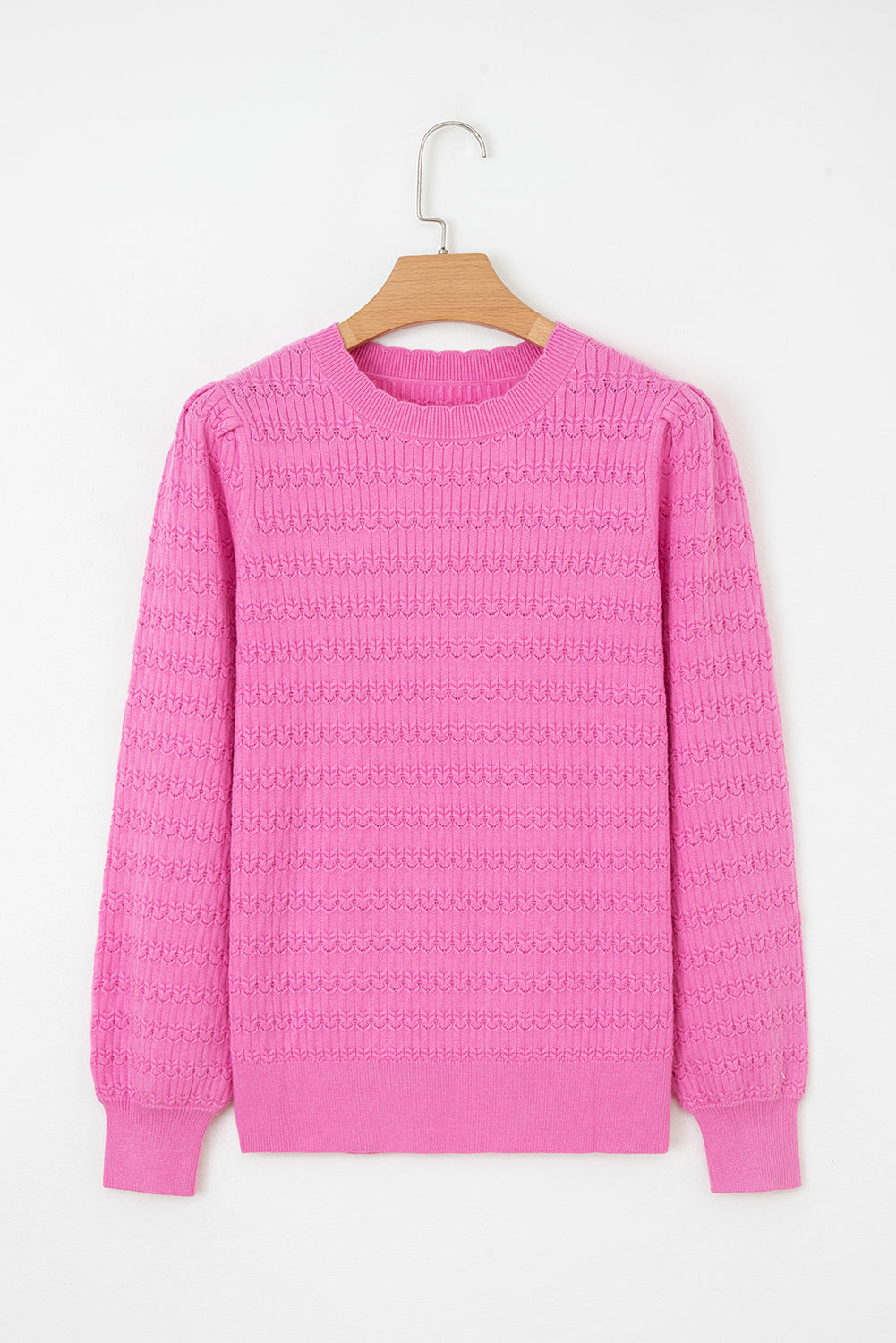 Pattern Knit Ribbed Cuffs Sweater - eAura