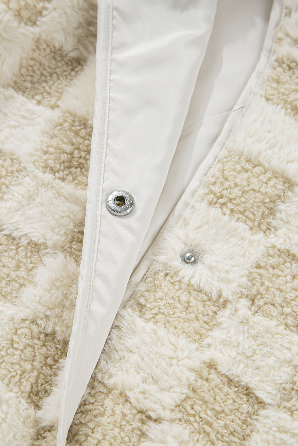 Sherpa Checkerboard Snap Button Gilet Jacket With Pocket eAura