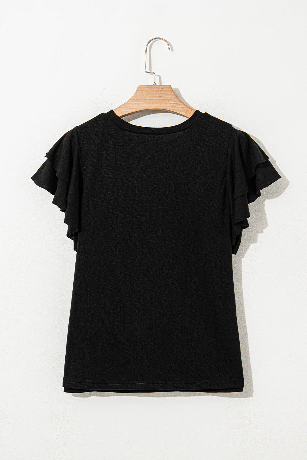 White Layered Ruffle Short Sleeve Round Neck Top eAura