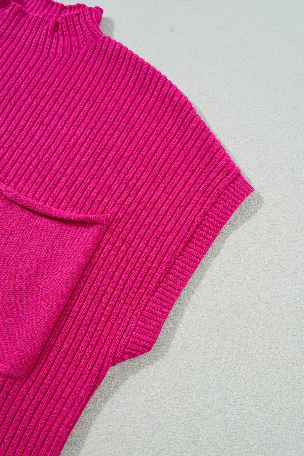 Patch Pocket Ribbed Knit Short Sleeve Sweater eAura
