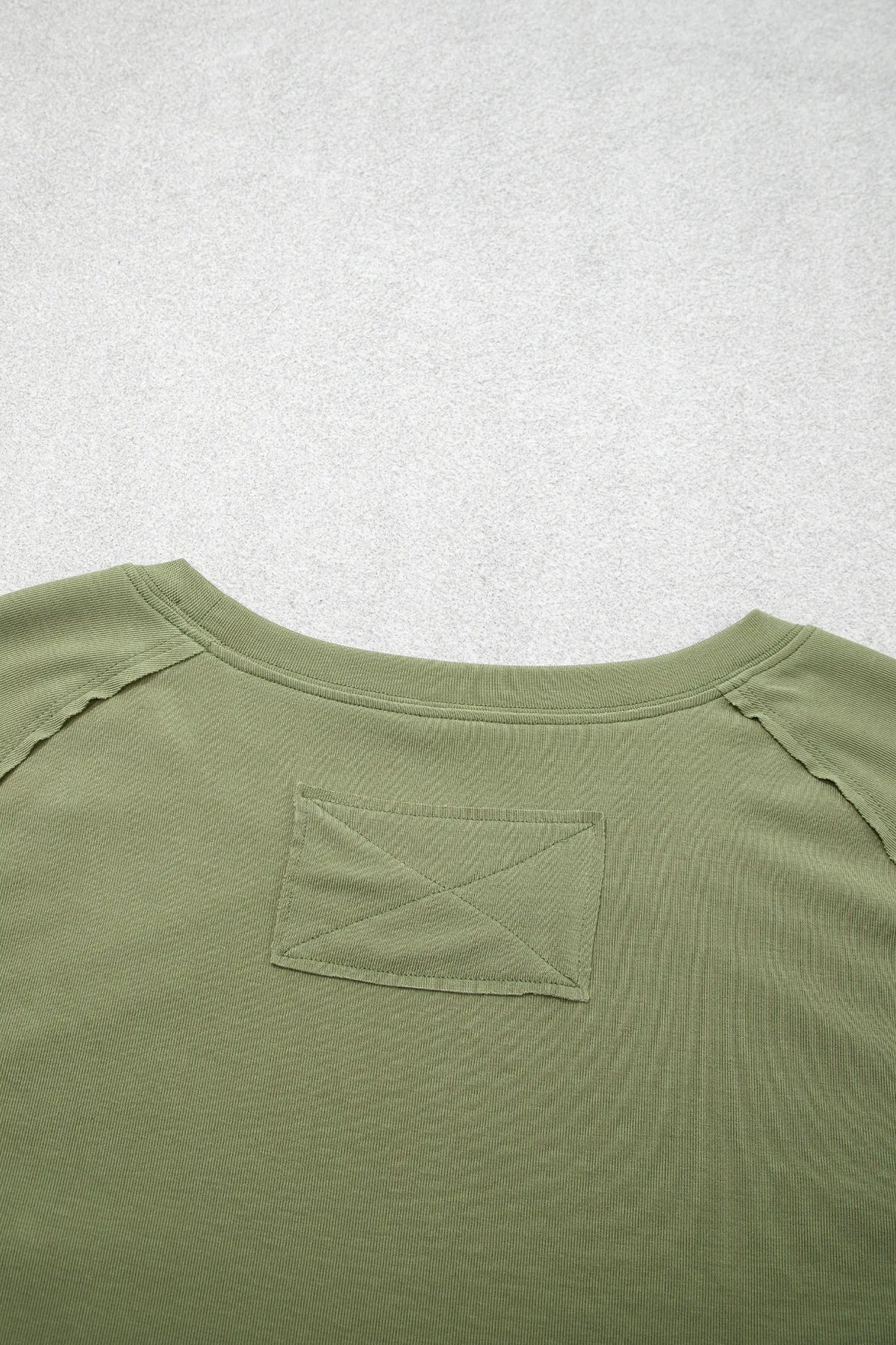 Round Neck Panel Long Sleeve Top