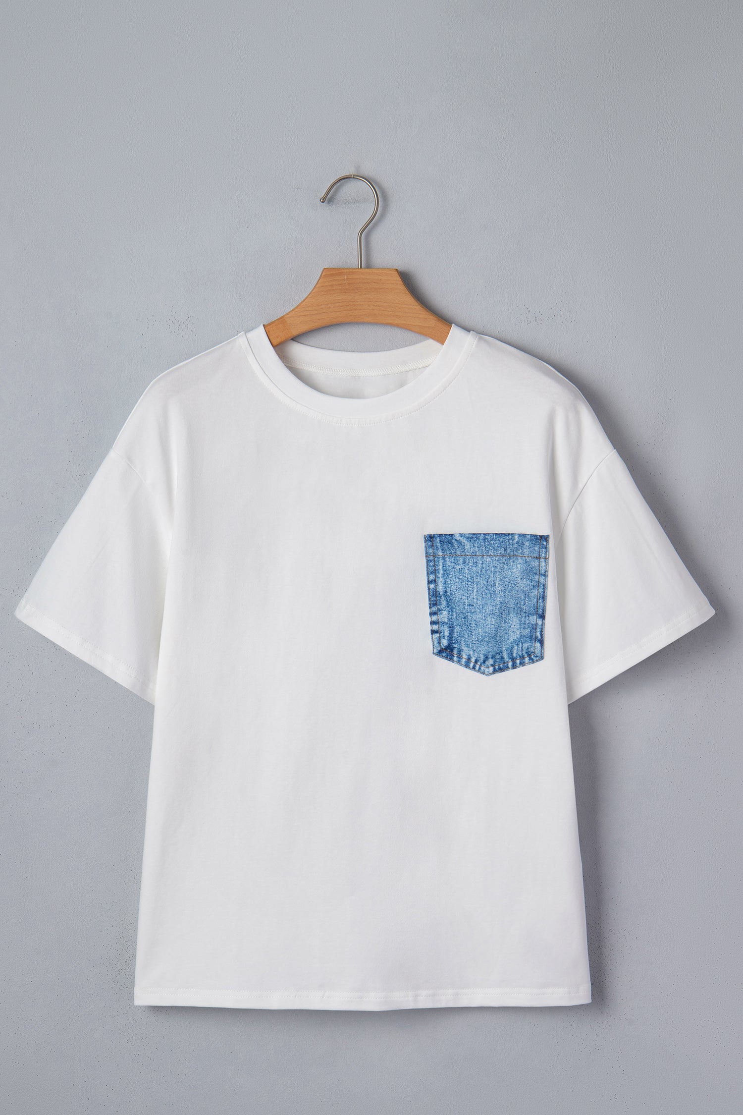 Colour Block Chest Pocket Patched Casual Short Sleeve Top